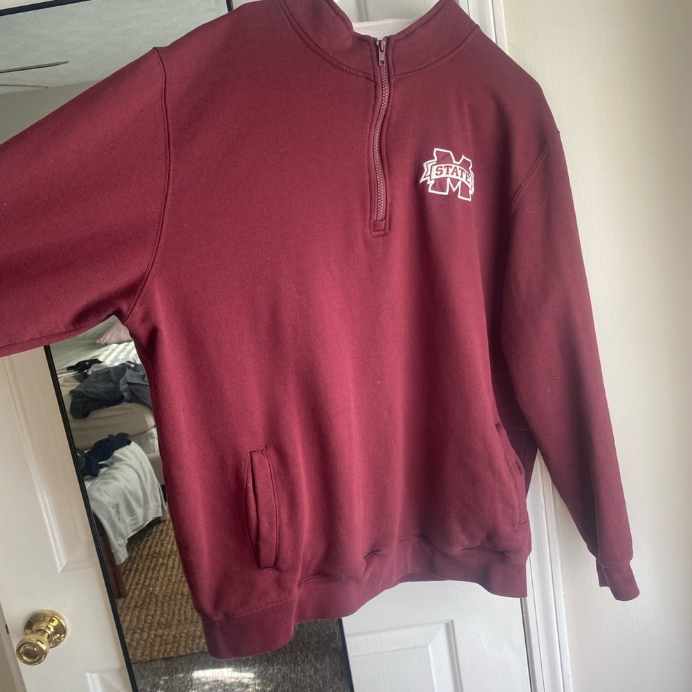 Vintage Mississippi State Maroon Half-Zip Sweater